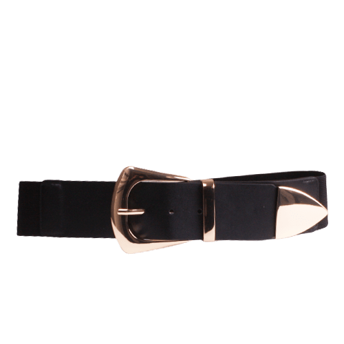 Bæltekompagniet Belter 73 cm Bæltekompagniet- Sort elastisk belte med gulldetaljer kunstkolonialen