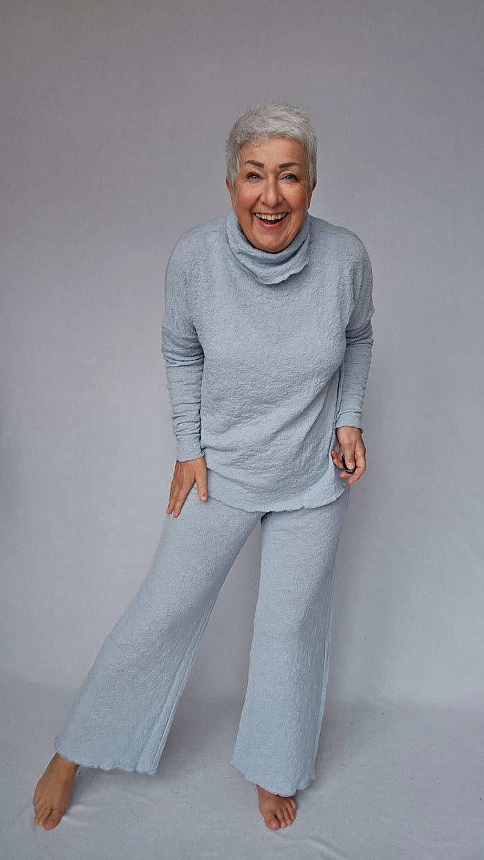 By Basics Bukser Blue Mist / XS-S By basics- Bubblewool 3501 Wide Pants kunstkolonialen