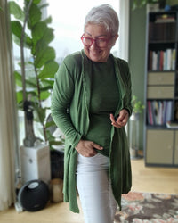 By Basics Cardigan XS / Grasshopper Melange By Basics- 8003 Long Cardigan- i mange farger kunstkolonialen