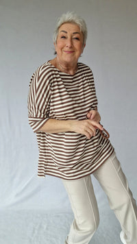 By Basics Cotton Sense By Basics- 4309 T-shirt loose med båthals kunstkolonialen