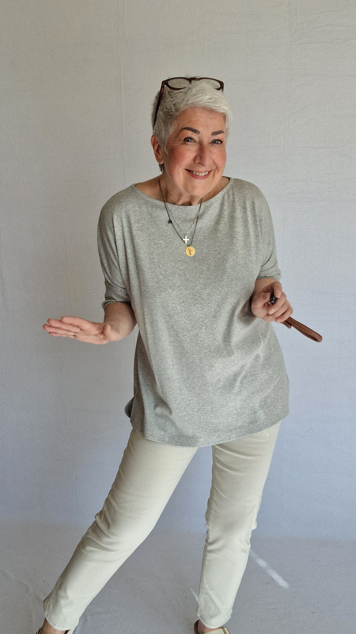 By Basics Cotton Sense By Basics- 4309 T-shirt loose med båthals kunstkolonialen