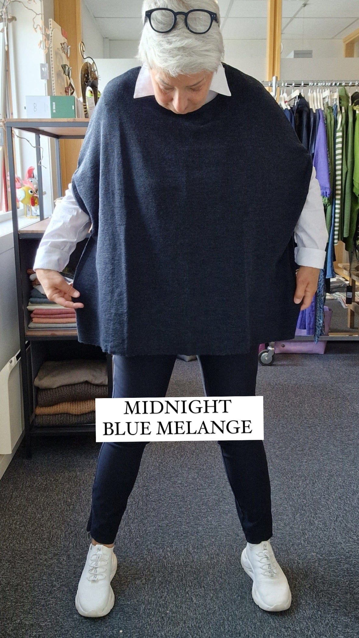 By Basics Overdel Midnight Blue Melange By Basics- 2004 Ekstra vid topp i merinoull kunstkolonialen
