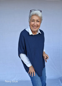 By Basics Overdel Navy blue By Basics- 2004 Ekstra vid topp i merinoull kunstkolonialen