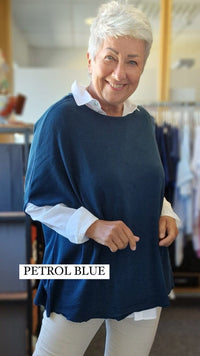 By Basics Overdel Petrol blue By Basics- 2004 Ekstra vid topp i merinoull kunstkolonialen
