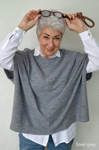 By Basics Overdel Steel Grey Melange By Basics- 2004 Ekstra vid topp i merinoull kunstkolonialen