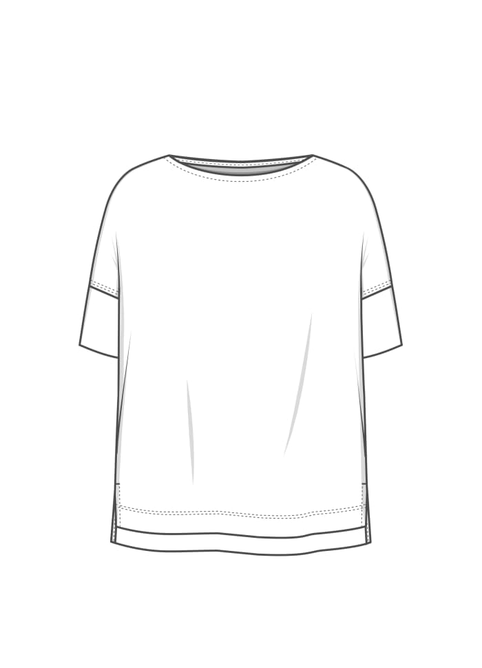 By Basics T-Shirt Cotton Sense By Basics- 4309 T-shirt loose med båthals kunstkolonialen