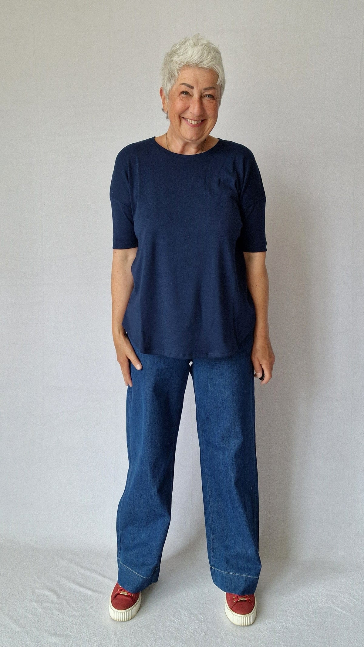 By Basics T-Shirt Navy blue / XS Cotton Sense By Basics- 4305 T-shirt loose kunstkolonialen