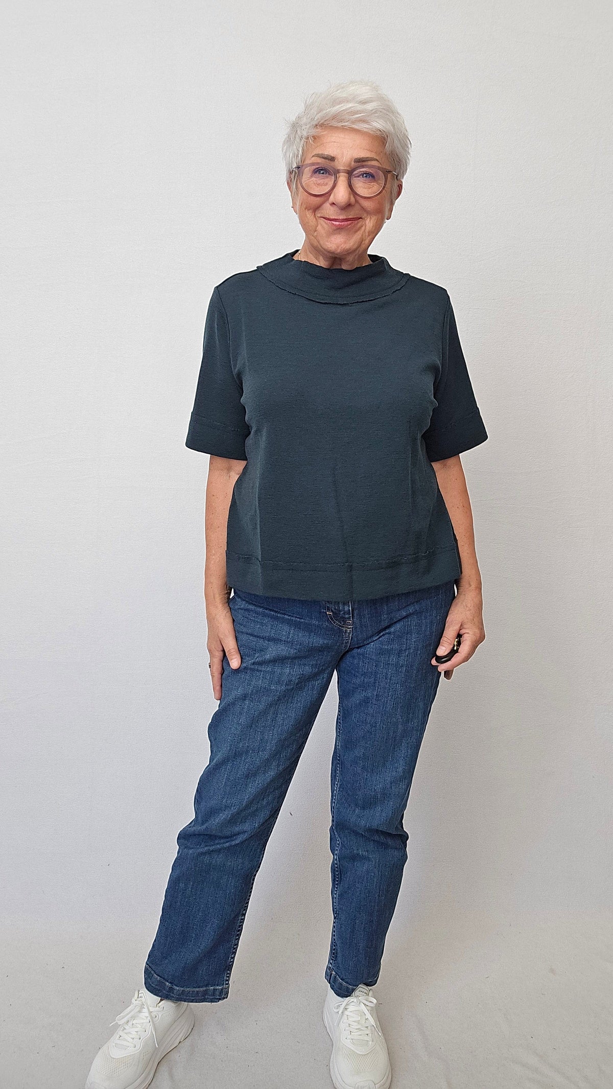 By Basics Topp Bottle green / S By Basics- 4070 Ulltopp med 3/4-ermer kunstkolonialen