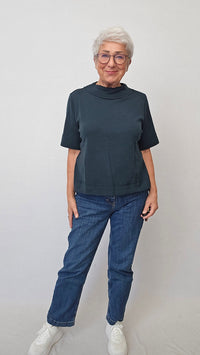 By Basics Topp Bottle green / S By Basics- 4070 Ulltopp med 3/4-ermer kunstkolonialen