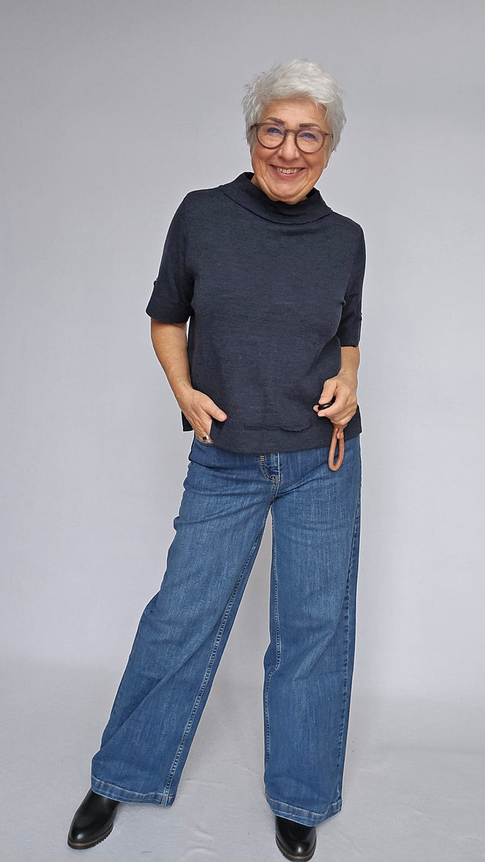 By Basics Topp By Basics- 4070 Ulltopp med 3/4-ermer kunstkolonialen
