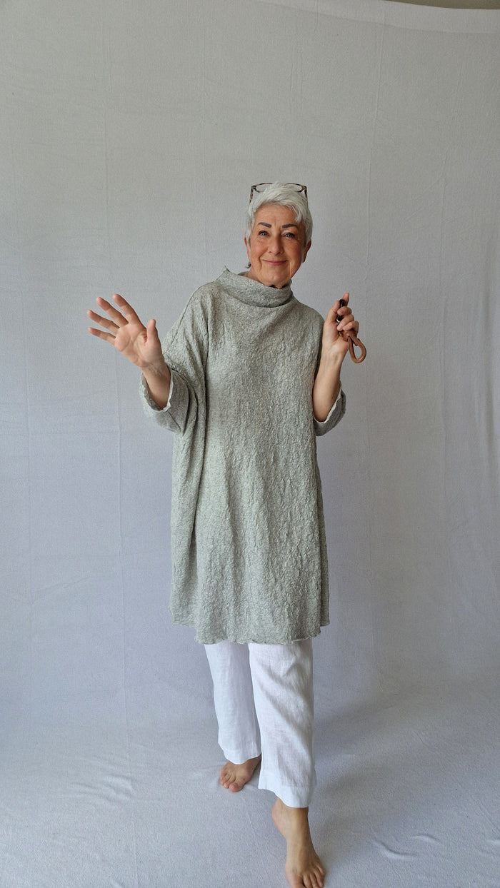 By Basics ullkjole Dawn grey melange / S By basics- Bubblewool 6501 Tunic Dress w/high neck kunstkolonialen