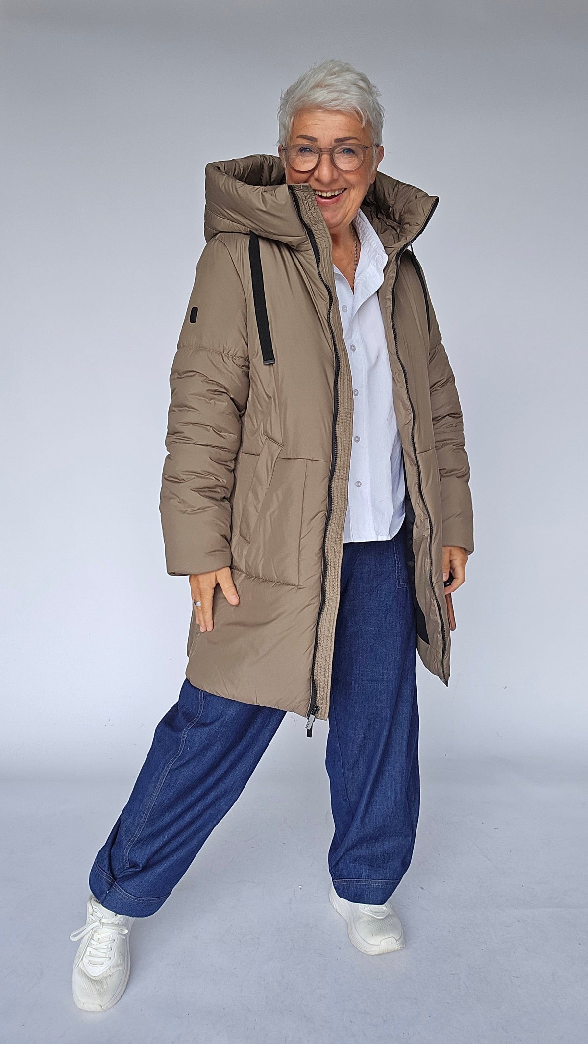 Cero Etage Boblejakke Dark Stone / 36 Cero Etage- Boblejakke m/stor hette kunstkolonialen