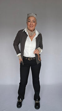 Cero Etage Bukse 34 CRO- Magic fit jeans- flared leg sort 80 cm kunstkolonialen