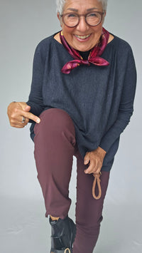 Cero Etage Bukser 34 / Burgunder CRO- Lina 7/8 bukser m/superstretch ensfarget kunstkolonialen