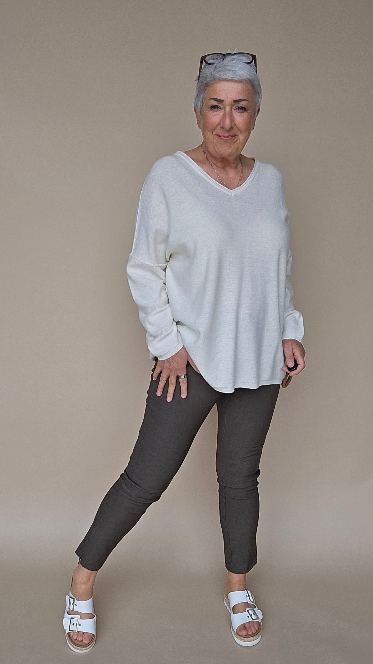 Cero Etage Bukser 34 / Dark Army CRO- Lina 7/8 bukser m/superstretch ensfarget kunstkolonialen