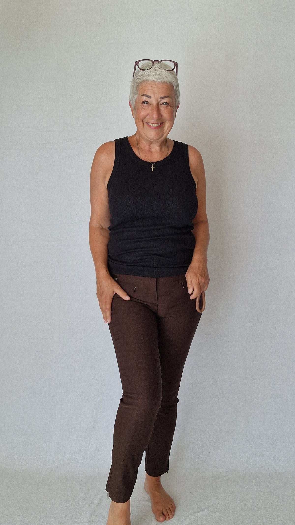 Cero Etage Bukser 34 / Mørkebrun CRO- Lina 7/8 bukser m/superstretch ensfarget kunstkolonialen