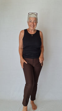 Cero Etage Bukser 34 / Mørkebrun CRO- Lina 7/8 bukser m/superstretch ensfarget kunstkolonialen