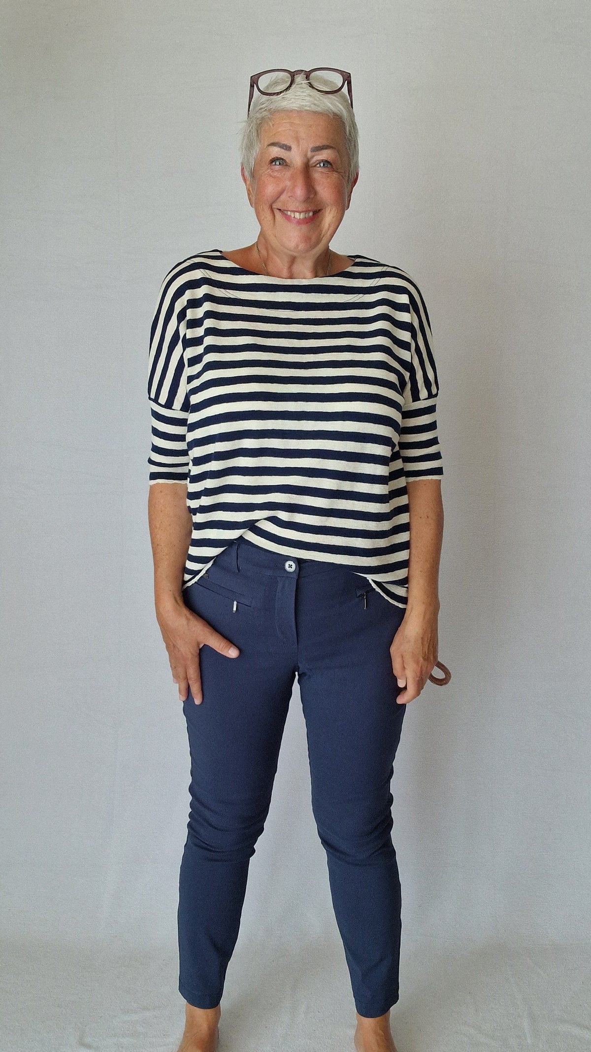 Cero Etage Bukser 34 / Navy Light CRO- Lina 7/8 bukser m/superstretch ensfarget kunstkolonialen