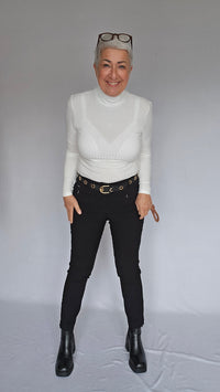 Cero Etage Bukser 34 / Sort CRO- Lina 7/8 bukser m/superstretch ensfarget kunstkolonialen