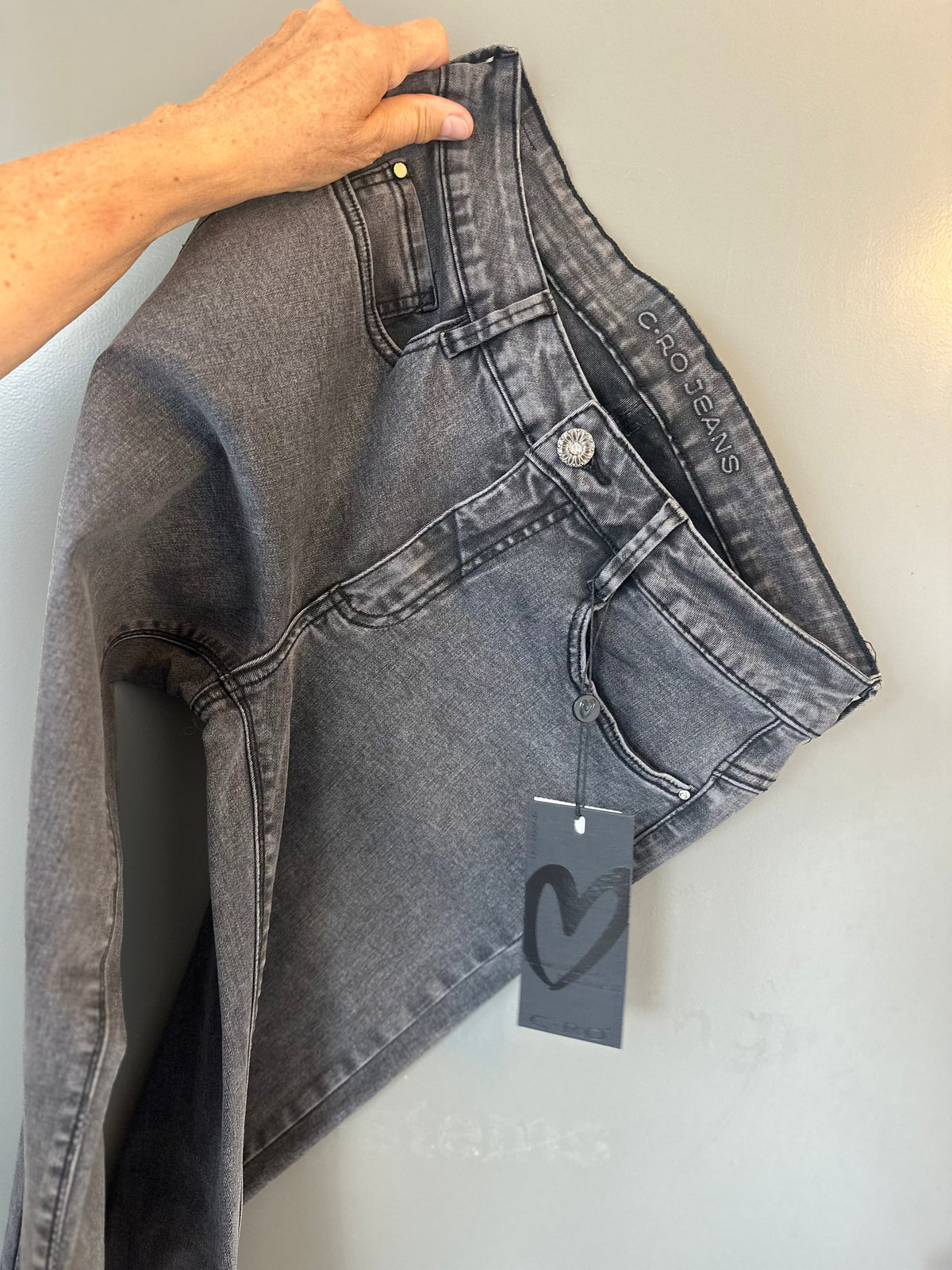 Cero Etage Bukser CRO- Emma i Grey Denim m/pynt på lommene kunstkolonialen