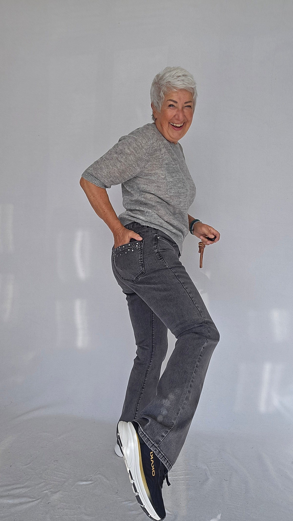 Cero Etage Bukser CRO- Emma i Grey Denim m/pynt på lommene kunstkolonialen