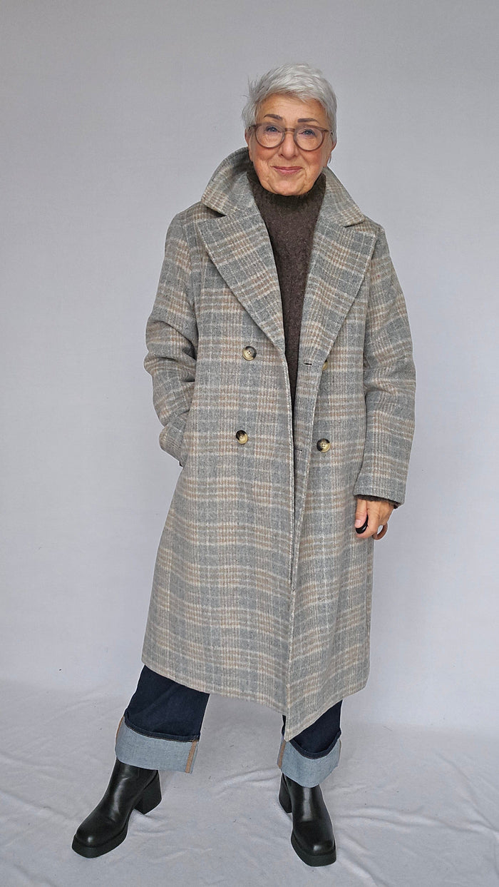 Cero Etage Kåpe S Etage- Wool Coat Long Rutete kunstkolonialen