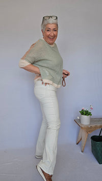 CRO Bukse 36 CRO- Magic fit flared leg ECRU kunstkolonialen