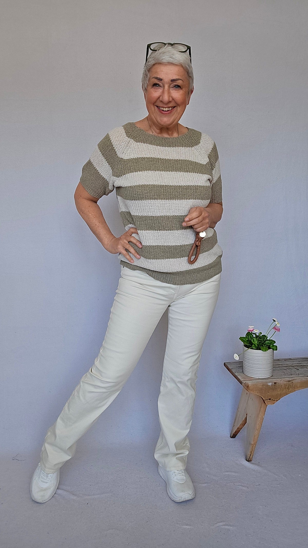 CRO Bukse CRO- Magic fit flared leg ECRU kunstkolonialen