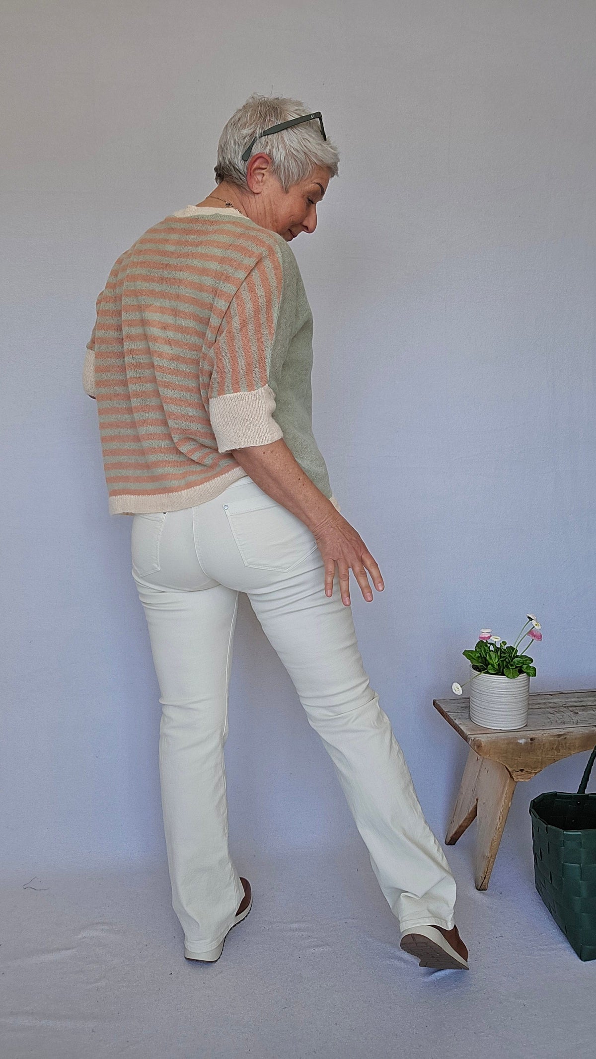 CRO Bukse CRO- Magic fit flared leg ECRU kunstkolonialen