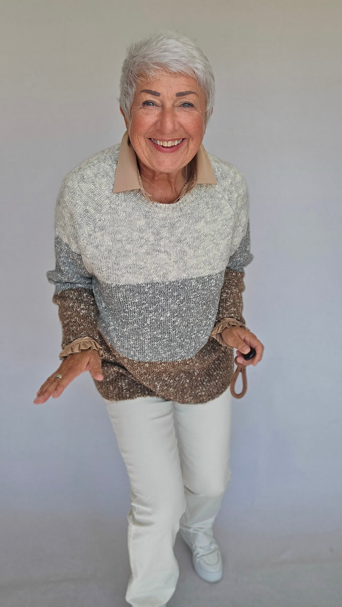 Lundgaard Genser Lundgaard- Genser i melert strikk m/rund hals kunstkolonialen