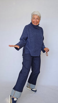 Masai Genser Navy / S MASAI- Fenoria Strikkegenser m/høy hals kunstkolonialen