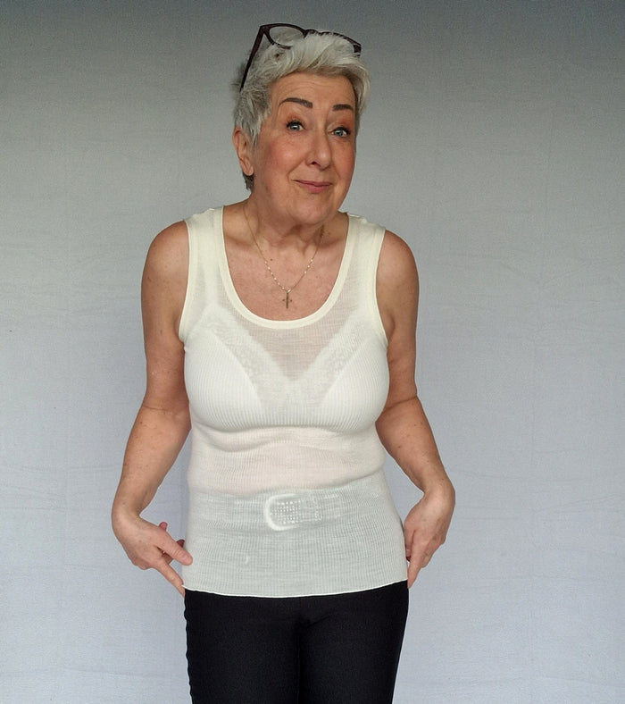 Oscalito Topp XS (2) / Ivory Oscalito- Luksus tank topp - I black og ivory kunstkolonialen