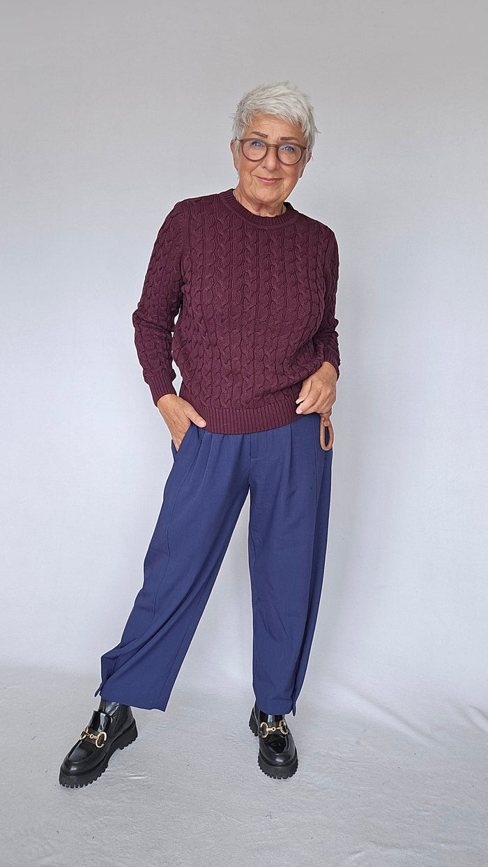 Skovhuus Genser Blackberry / S Skovhuus- Bomullsgenser m/kabelstrikk kunstkolonialen