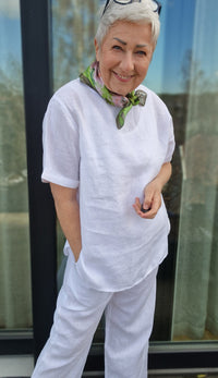 Tif Tiffy Bukse White / S Tif Tiffy- Babett vid linbukse kunstkolonialen