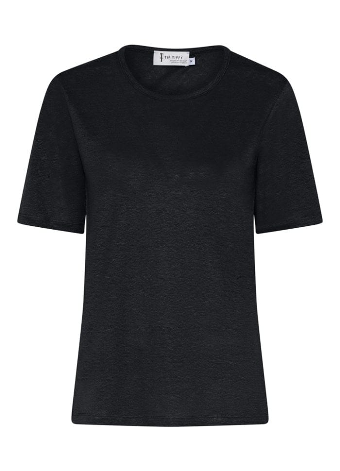 Tif Tiffy T-Shirt Black / S Tif Tiffy- Lin T-Shirt med rund hals kunstkolonialen