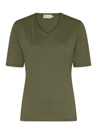 Tif Tiffy T-Shirt Olive / S Tif Tiffy- Gina T-shirt med V-hals kunstkolonialen