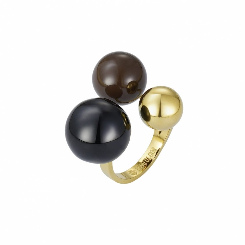 BUD TO ROSE Smykker BUD TO ROSE- Brea enamel large ring brown/black/gold kunstkolonialen