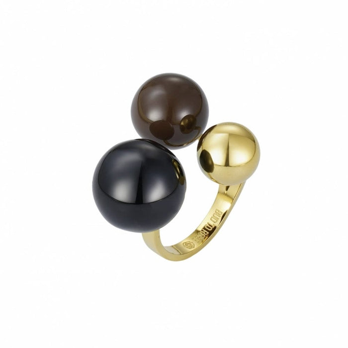 BUD TO ROSE Smykker BUD TO ROSE- Brea enamel large ring brown/black/gold kunstkolonialen