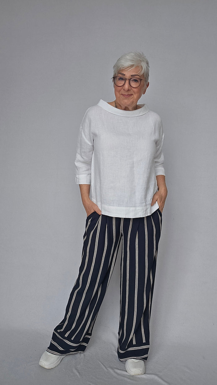 By basics Bluse OWN by basics- 11001 Jackie lintopp med krage (KORT) kunstkolonialen