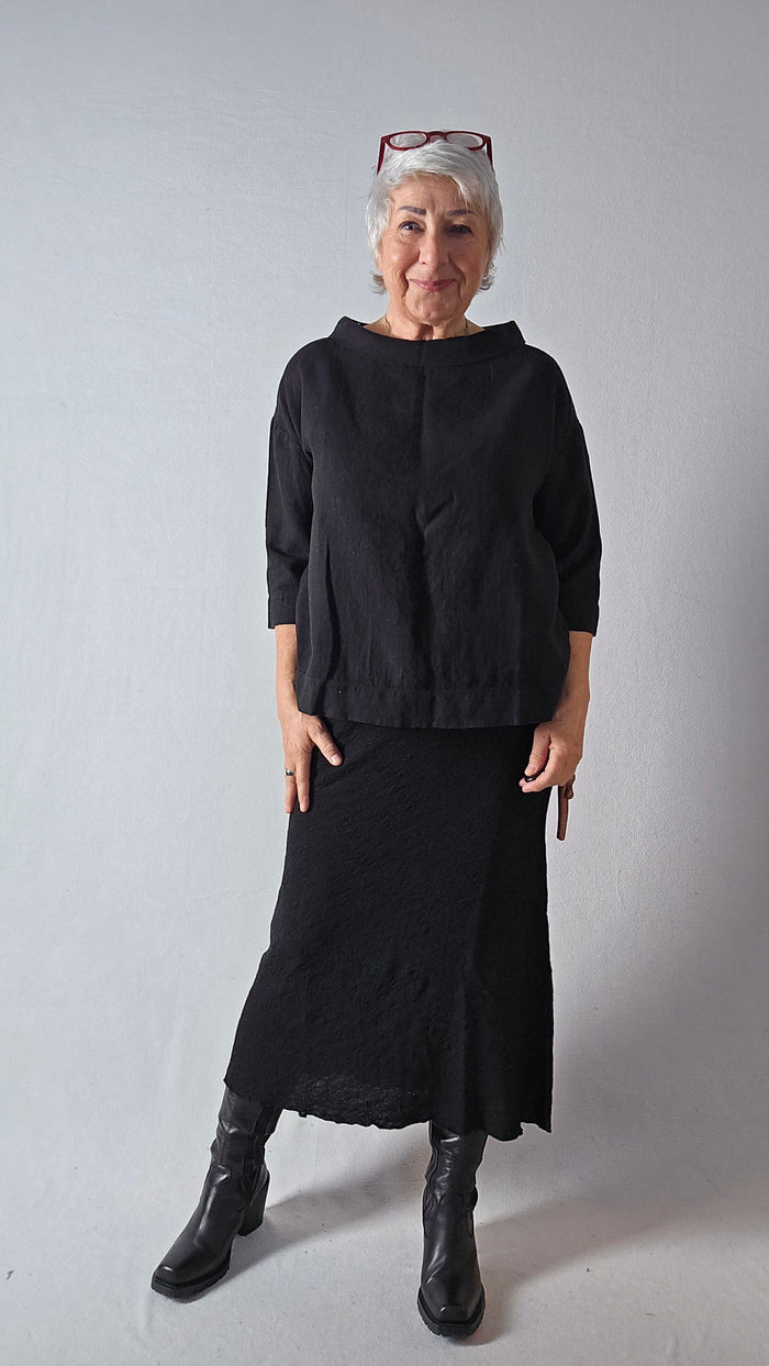 By basics Bluse S / Black OWN by basics- 11001 Jackie lintopp med krage (KORT) kunstkolonialen