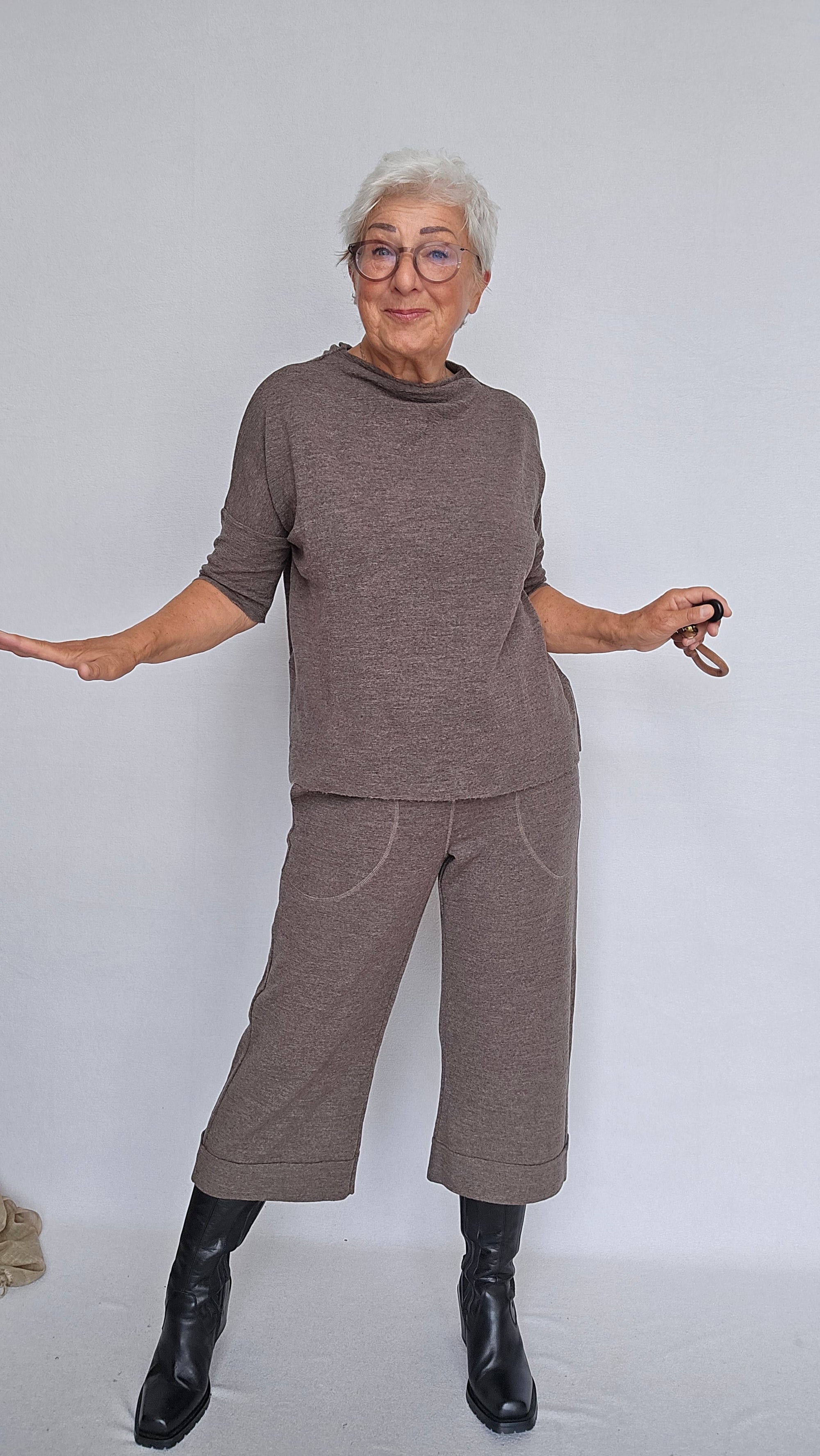 By Basics Bukse S / Earth melange by basics- 3014 Culotte ullbukse kunstkolonialen