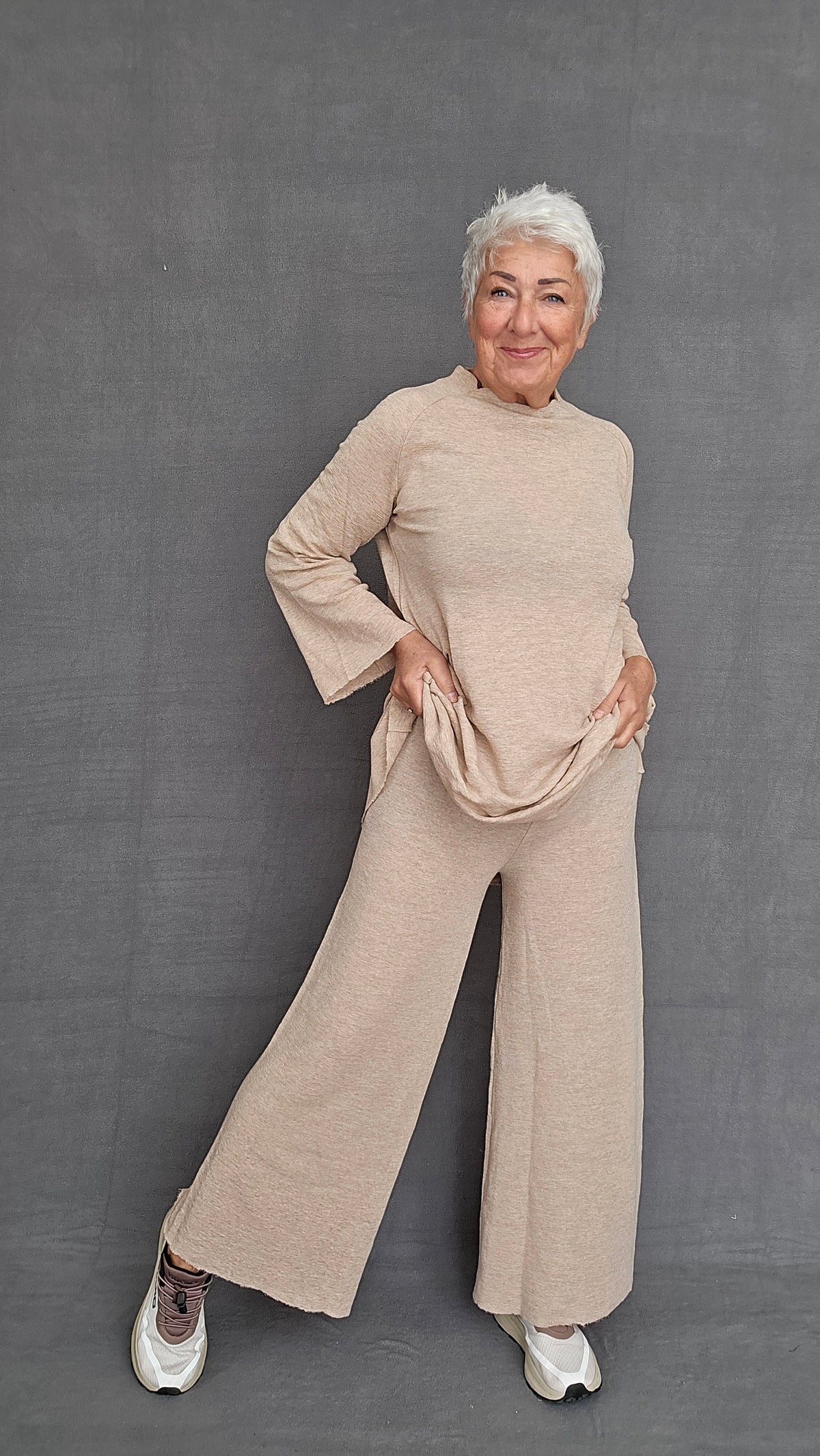 By Basics Bukse XL / Sand melange by basics- 3005 Wide Pants kunstkolonialen