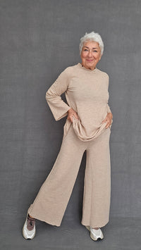 By Basics Bukse XL / Sand melange by basics- 3005 Wide Pants kunstkolonialen