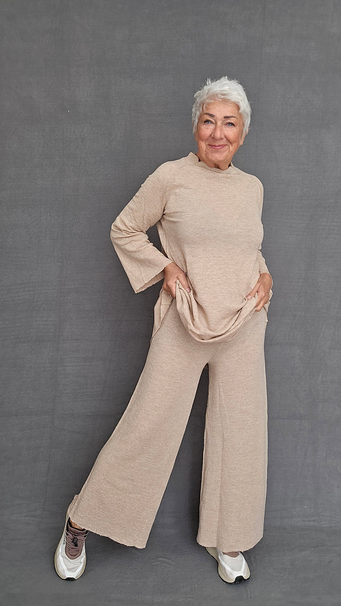 By Basics Bukse XL / Sand melange by basics- 3005 Wide Pants kunstkolonialen