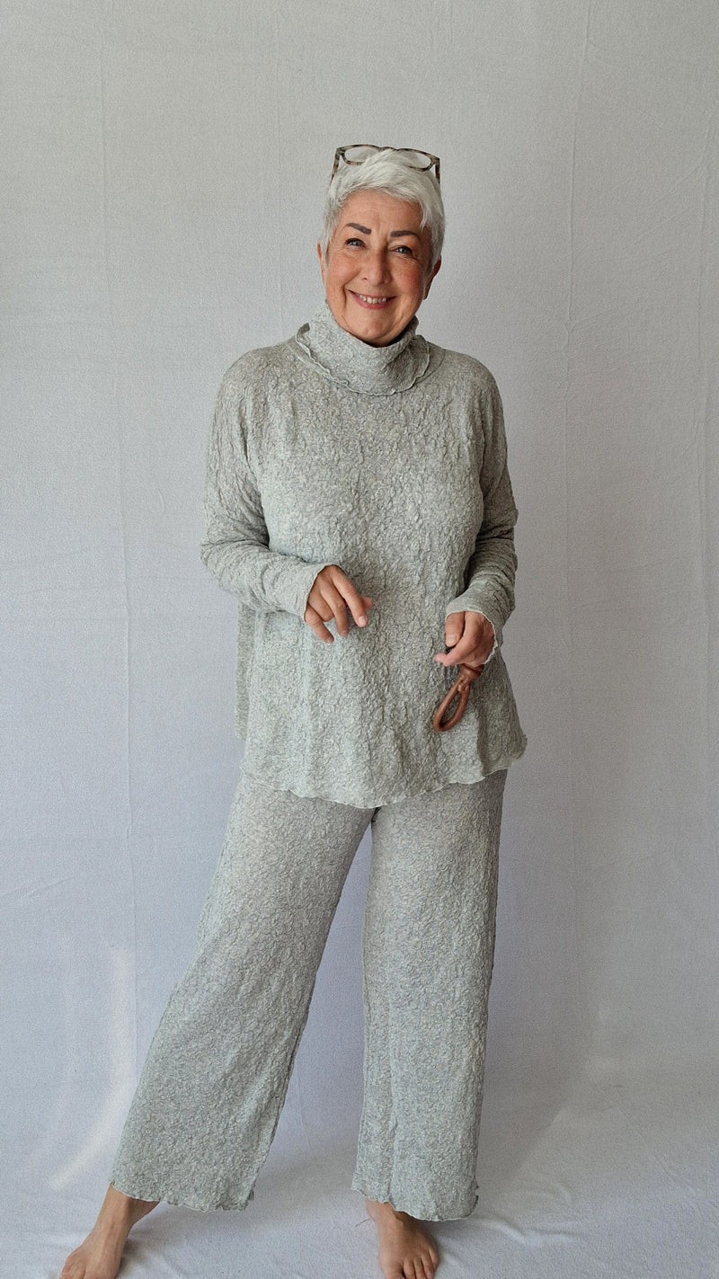 By Basics Bukser Dawn grey melange / S By basics- Bubblewool 3501 Wide Pants kunstkolonialen