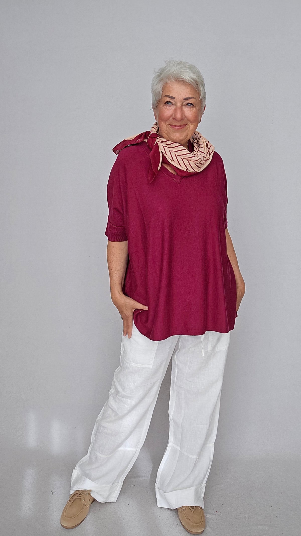 By Basics Bukser OWN by basics- 11033 Linbukse med lommer på låret kunstkolonialen