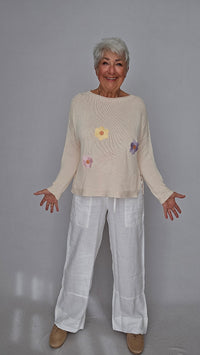 By Basics Bukser OWN by basics- 11033 Linbukse med lommer på låret kunstkolonialen