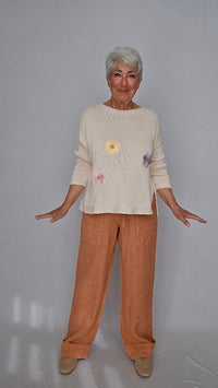By Basics Bukser OWN by basics- 11033 Linbukse med lommer på låret kunstkolonialen