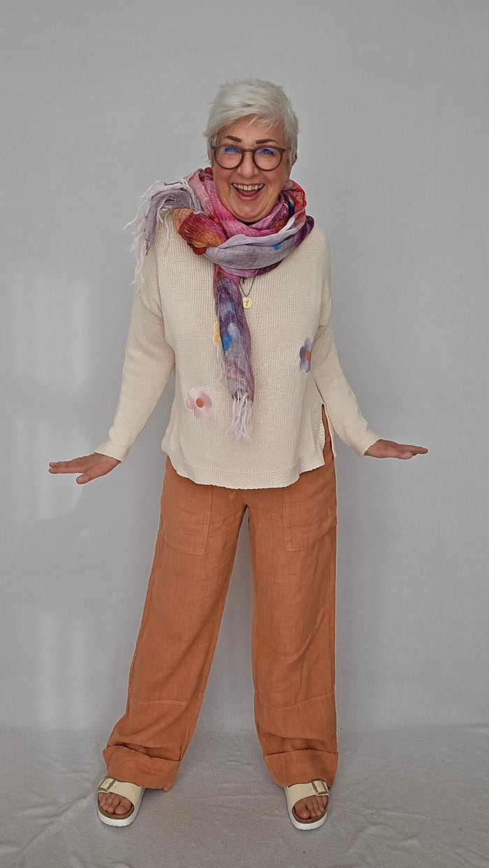 By Basics Bukser S / Pecan brown OWN by basics- 11033 Linbukse med lommer på låret kunstkolonialen