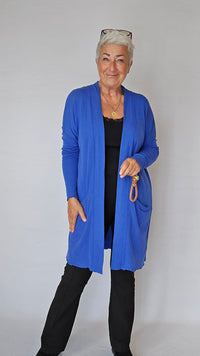 By Basics Cardigan S By Basics- 8005 Vid cardigan, Cobolt Blue kunstkolonialen